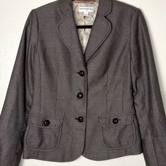 Banana Republic Brown Blazer single breasted button front women's 6 w/pockets - Picture 6 of 16